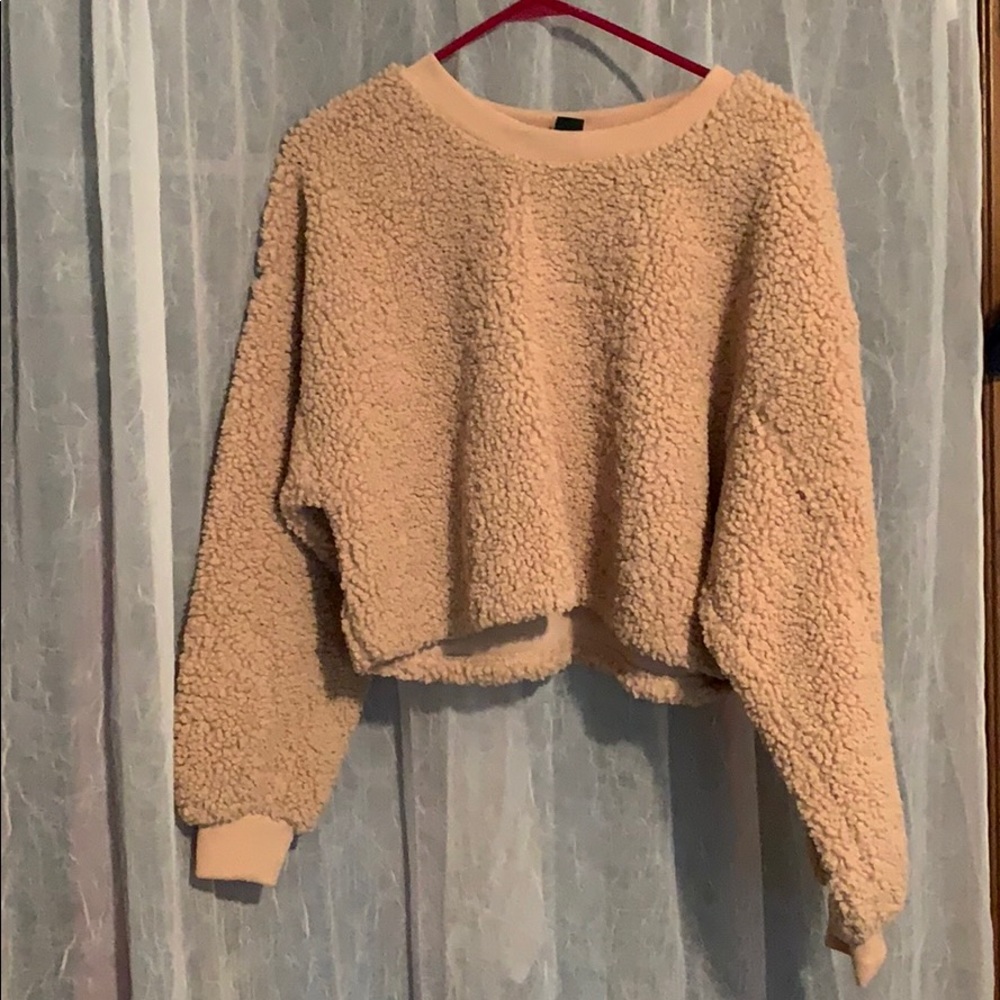Medium Tan Crop Top Sweater.